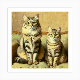 Portrait of Two Cats Art Print