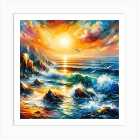 Sunset On The Sea 3 Art Print