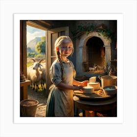 Provençal Sunshine A Nostalgic Portrait Of A Young Cheesemaker In The Style Of Émile Vernon (2) Art Print