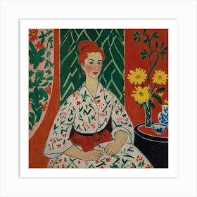 Woman In A Kimono Art Print