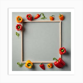 Colorful Peppers In A Frame 27 Art Print