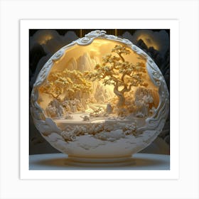 Golden Tree Globe Art Print