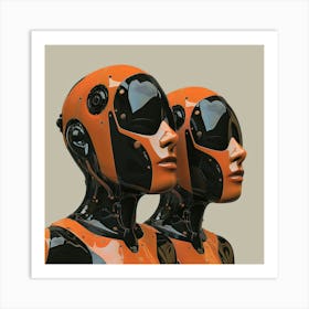 Two Glossy Androids Portrait Art Print