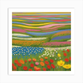 Bloemenzee Dutch For Sea Of Flowers Fields Of Flowers In A Dreamlike State With Swirling 14 Art Print