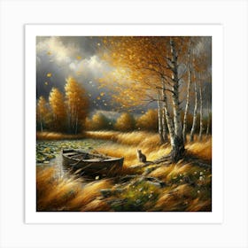 Boat In The Autumn 1 Art Print