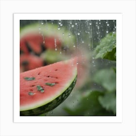 Watermelon In The Rain 1 Art Print