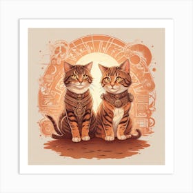 Steampunk Cats 2 Art Print