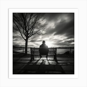 Man Sitting On A Bench Art Print