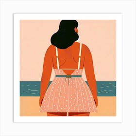 Woman on The Beach from Behind Art Print