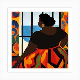 Woman Looking Out A Window 1 Art Print