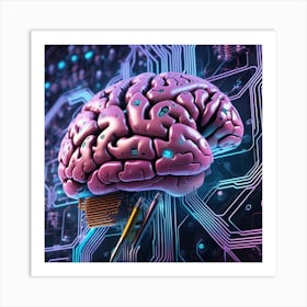 Brain On Circuit Board 29 Art Print