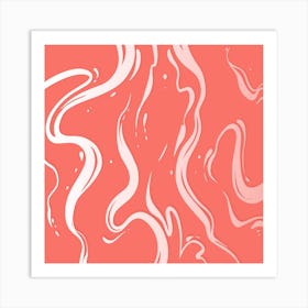 Living Coral Liquid Marble Art Print