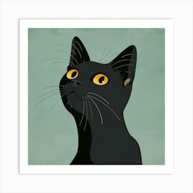 Black Cat With Yellow Eyes Art Print