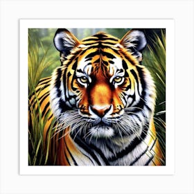 Tiger In The Grass Art Print