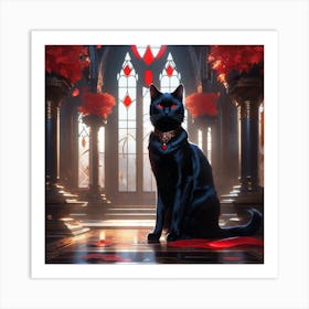 Black Cat In Manor Art Print