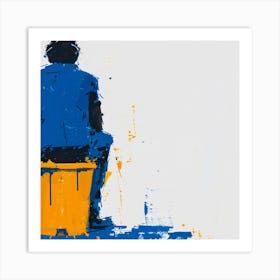 Man Sitting On A Trash Can Art Print