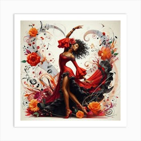 Line Art Flamenco Dancer 7 Art Print