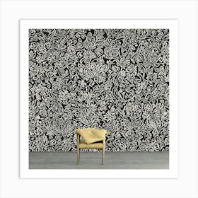 Black And White Floral Wallpaper 1 Art Print