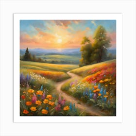 Sunset In The Meadow 2 Art Print