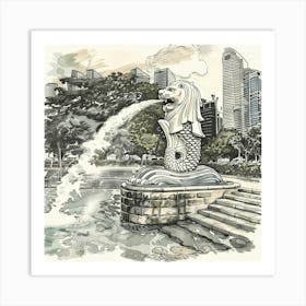 Singapore Fountain Art Print