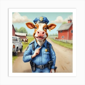 Cow In Uniform Art Print