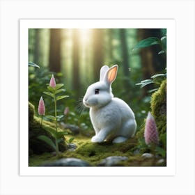 White Rabbit In The Forest 7 Art Print