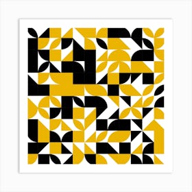 Black And Yellow Geometric Pattern Art Print