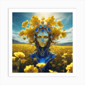 Woman In A Field Of Flowers Art Print