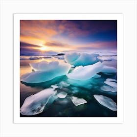 Icebergs At Sunset 23 Art Print