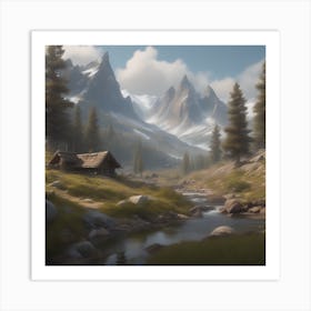 Peaceful Landscape In Mountains Trending On Artstation Sharp Focus Studio Photo Intricate Detail (12) Art Print