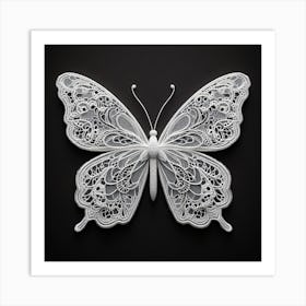 White Lace Butterfly II Art Print