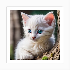 White Kitten With Blue Eyes Art Print