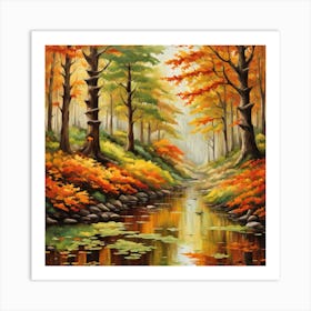 Forest In Autumn In Minimalist Style Square Composition 204 Art Print