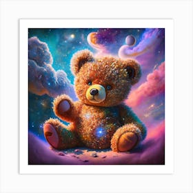 Teddy Bear In Space Art Print