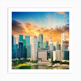 Singapore City Skyline Art Print