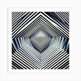 Abstract Black And White Striped Pattern Art Print