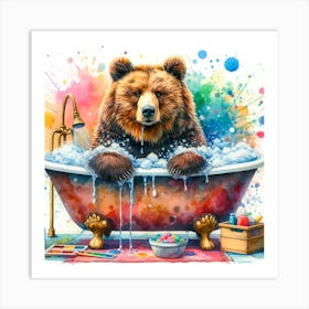 Bear In The Bath Art Print