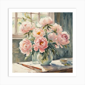 Pink Peonies 1 Art Print