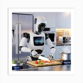 A 3d Render Of A Smart Robot Cooking Foo Up9punyjsekdfe7tagbmzq Srtn1kzaqs Pw5tuymeeng Art Print