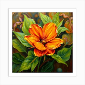 Orange Flower Oil Painting Art Print