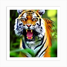 Tiger Roaring Art Print