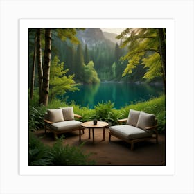 Lake In The Forest Art Print