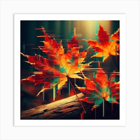 Glitch Maple Leafs, Glitch art Art Print