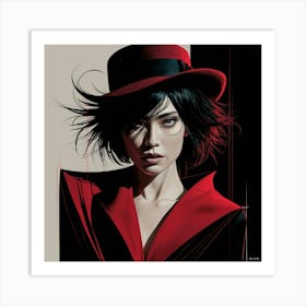 Woman In A Red Hat Art Print