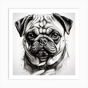 Pug Dog Portrait Art Print