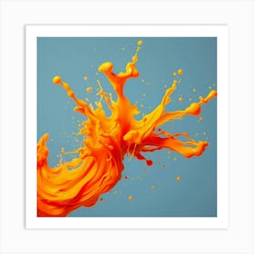 Orange Liquid Splash Art Print