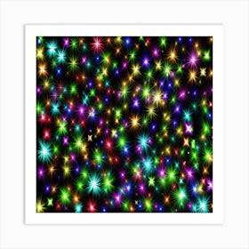 Star Colorful Christmas Abstract Art Print