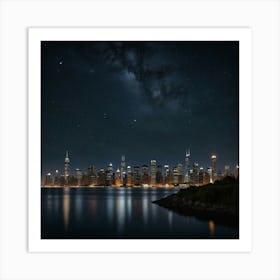 Chicago Skyline At Night Art Print