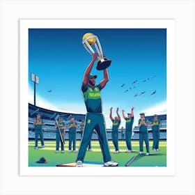 Cricket Players Celebrating Art Print