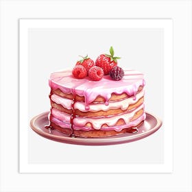 Cake With Berries Art Print